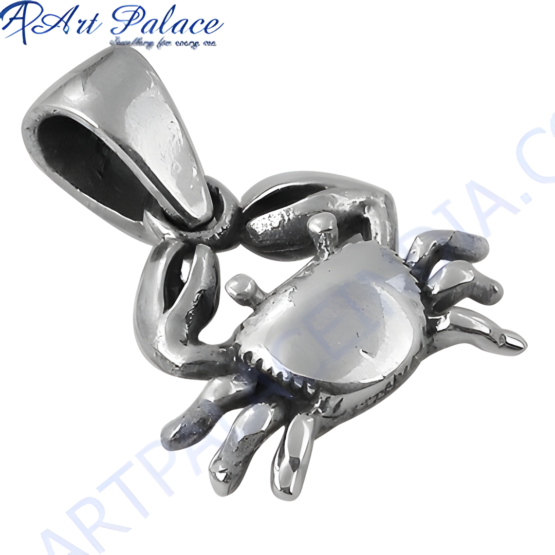 925 sterling silver crab charm pendant with intricate detail