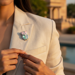 Load image into Gallery viewer, Silver Abalone Butterfly Brooch | Iridescent Gemstone Pin
