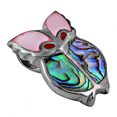 Silver Abalone Butterfly Brooch | Iridescent Gemstone Pin