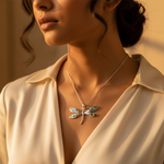 将图像加载到图库查看器中， 925 Silver Dragonfly Pendant Necklace | Mother of Pearl | Gift
