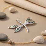 将图像加载到图库查看器中， 925 Silver Dragonfly Pendant Necklace | Mother of Pearl | Gift
