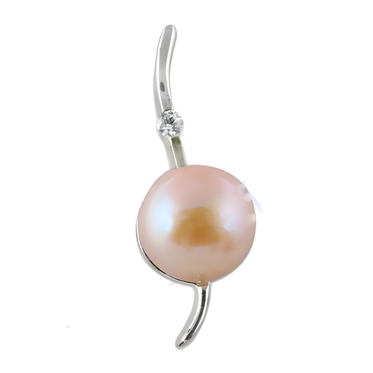 Fabulous Pink Pearl & Cubic Zirconia Silver Pendant