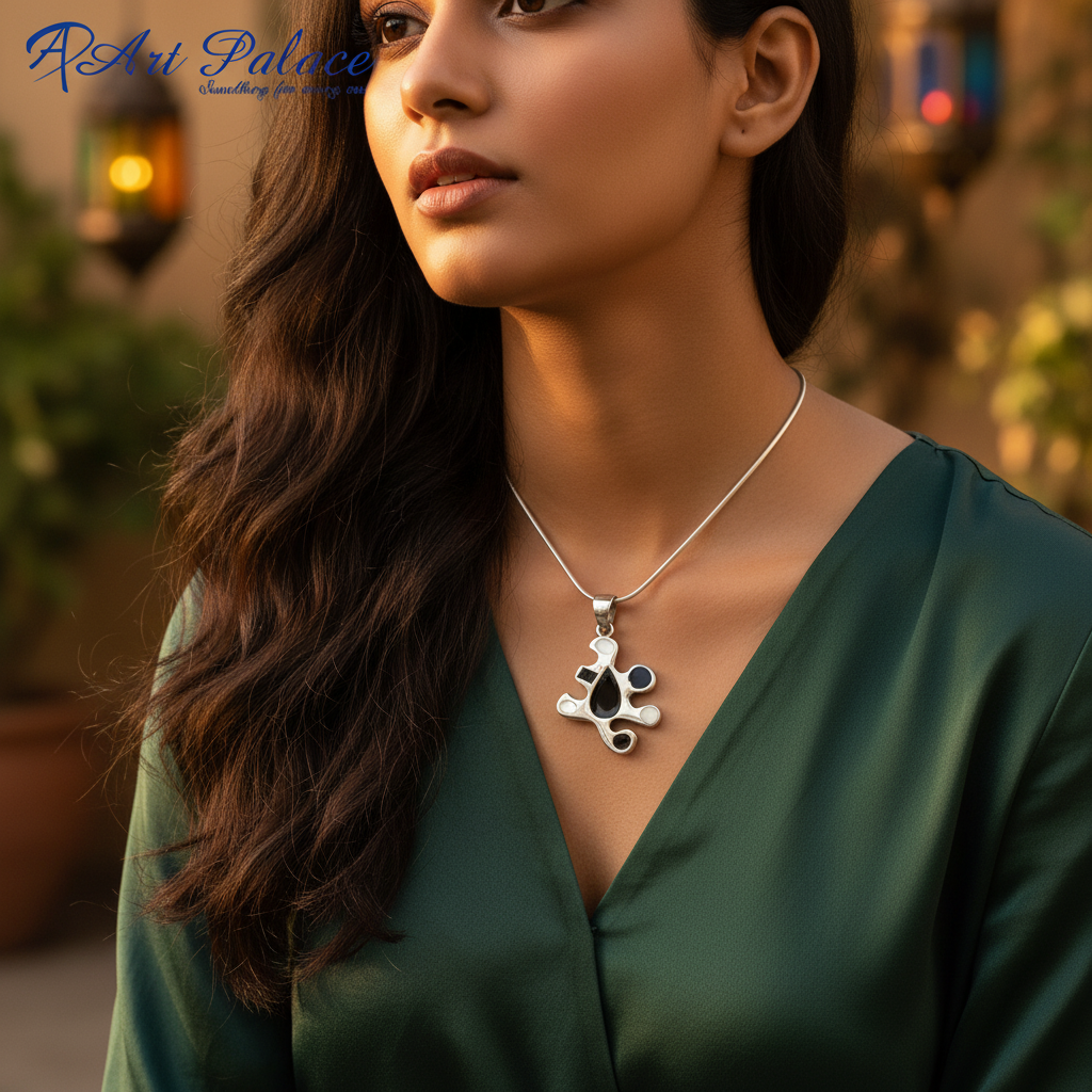 925 silver abstract pendant for women | modern jewelry gift