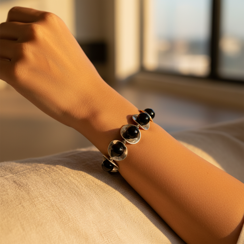 Silver Pearl Bracelet for Women | Black Pearl Jewelry Gift