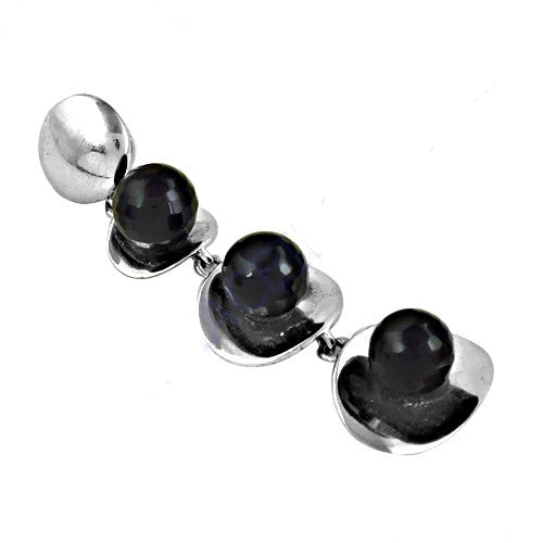 Silver pearl bracelet for women | black pearl jewelry gift