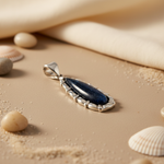 将图像加载到图库查看器中， 925 Silver Blue Sandstone Pendant Necklace for Women
