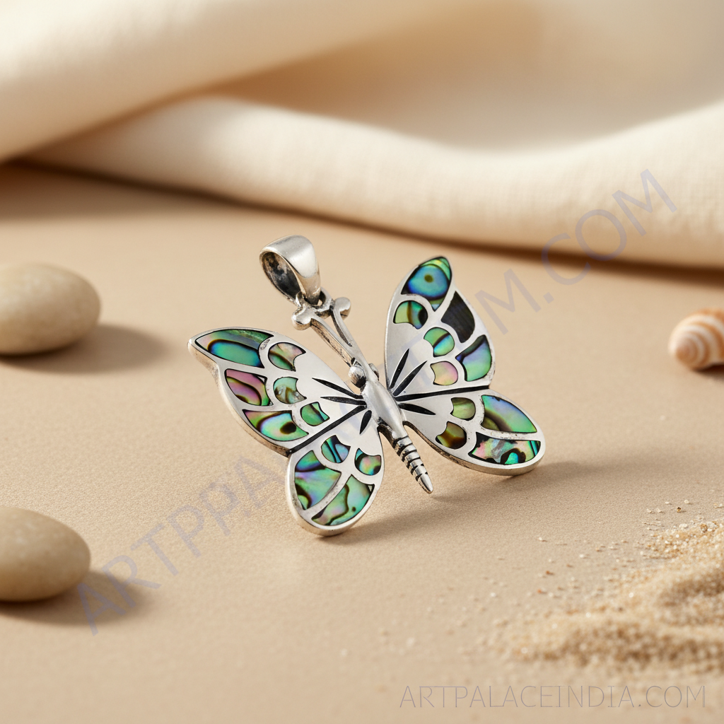 925 Silver Abalone Shell Butterfly Pendant | Women's Jewelry Gift