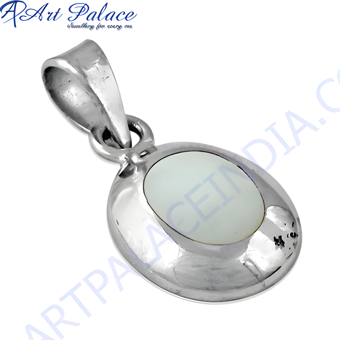 925 sterling silver oval pendant with a smooth, polished surface, perfect for daily wear.