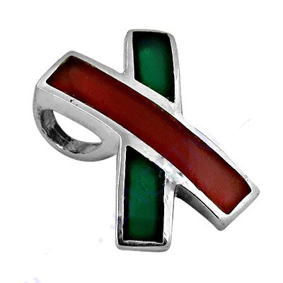 925 silver red & green gemstone pendant | for women