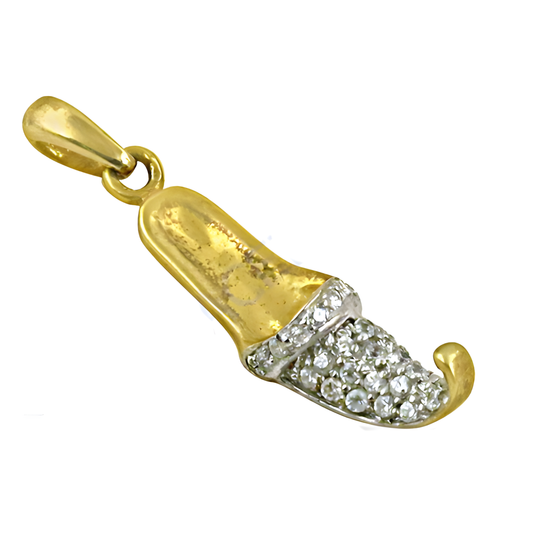 Antique Style Cz Gemstone Gold Plated Silver Pendant