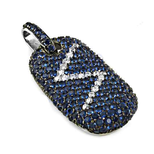 Glamour Blue & White Cz Gemstone Silver Pendant