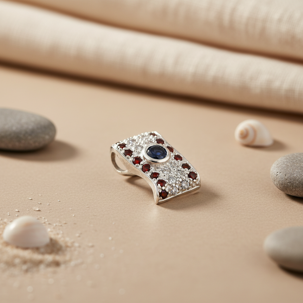 925 Silver Garnet & Sapphire Pendant | Women's Gift Jewelry