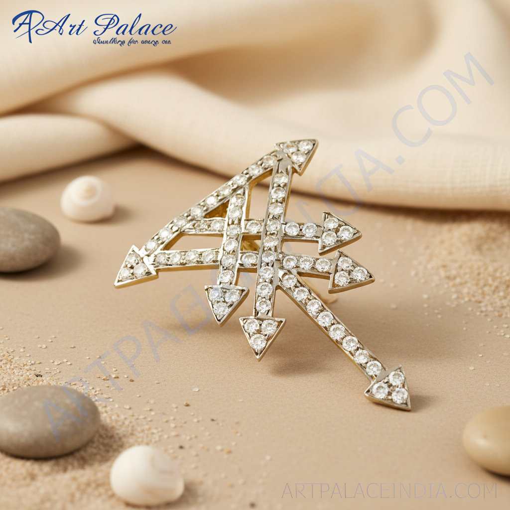 Diamond arrow brooch | gold plating finish | women's gift jewelry