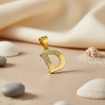 将图像加载到图库查看器中， gold plating Letter D Pendant with Cubic Zirconia | Women's Jewelry
