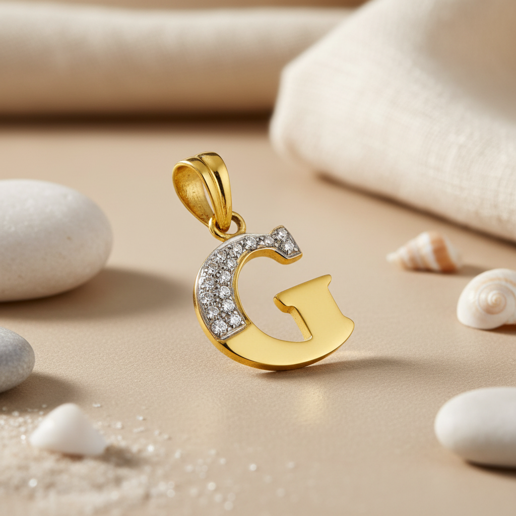 gold plating Letter G Pendant with Diamonds | Women's Initial Jewelry