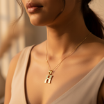 将图像加载到图库查看器中， gold plating Plated Cubic Zirconia Initial H Pendant | Women's Jewelry Gift
