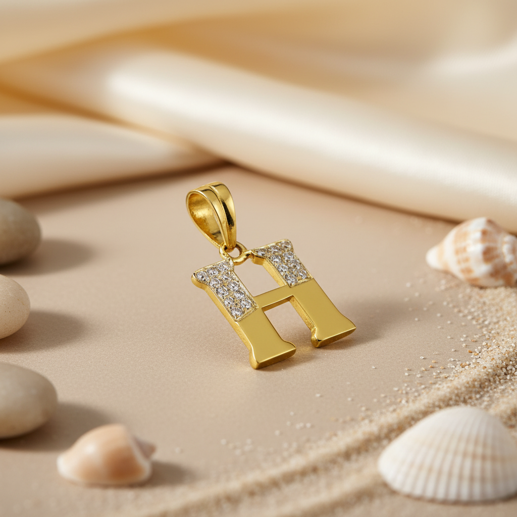 gold plating Plated Cubic Zirconia Initial H Pendant | Women's Jewelry Gift
