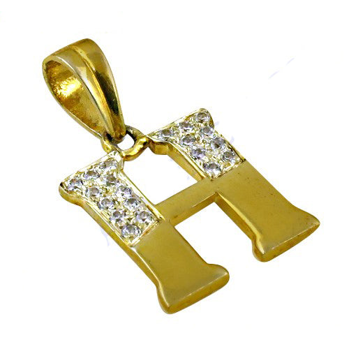 Gold plating plated cubic zirconia initial h pendant | women's jewelry gift