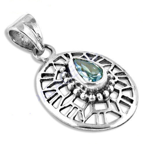 925 Silver Blue Topaz Pendant for Women | Gemstone Jewelry