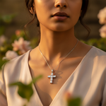 将图像加载到图库查看器中， Silver Cubic Zirconia Cross Pendant for Women | Daily Wear

