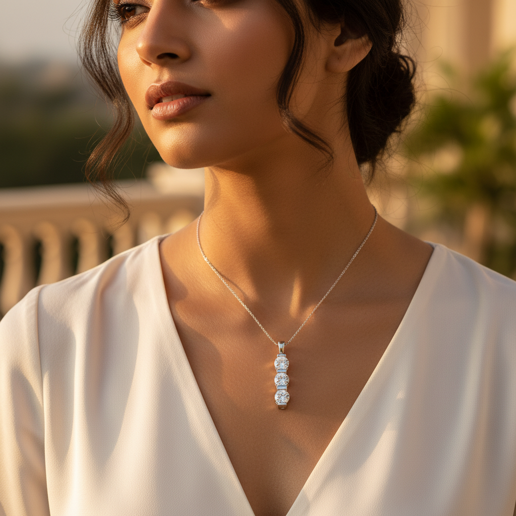 925 Silver Cubic Zirconia Pendant Necklace for Women