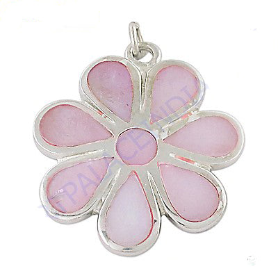 925 silver pink flower pendant | mother of pearl jewelry
