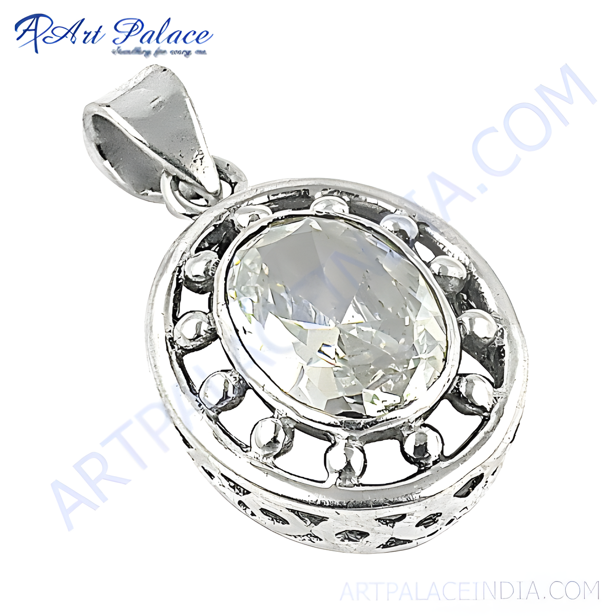 925 sterling silver oval cut cubic zirconia pendant, white gemstone pendant, elegant jewelry for women
