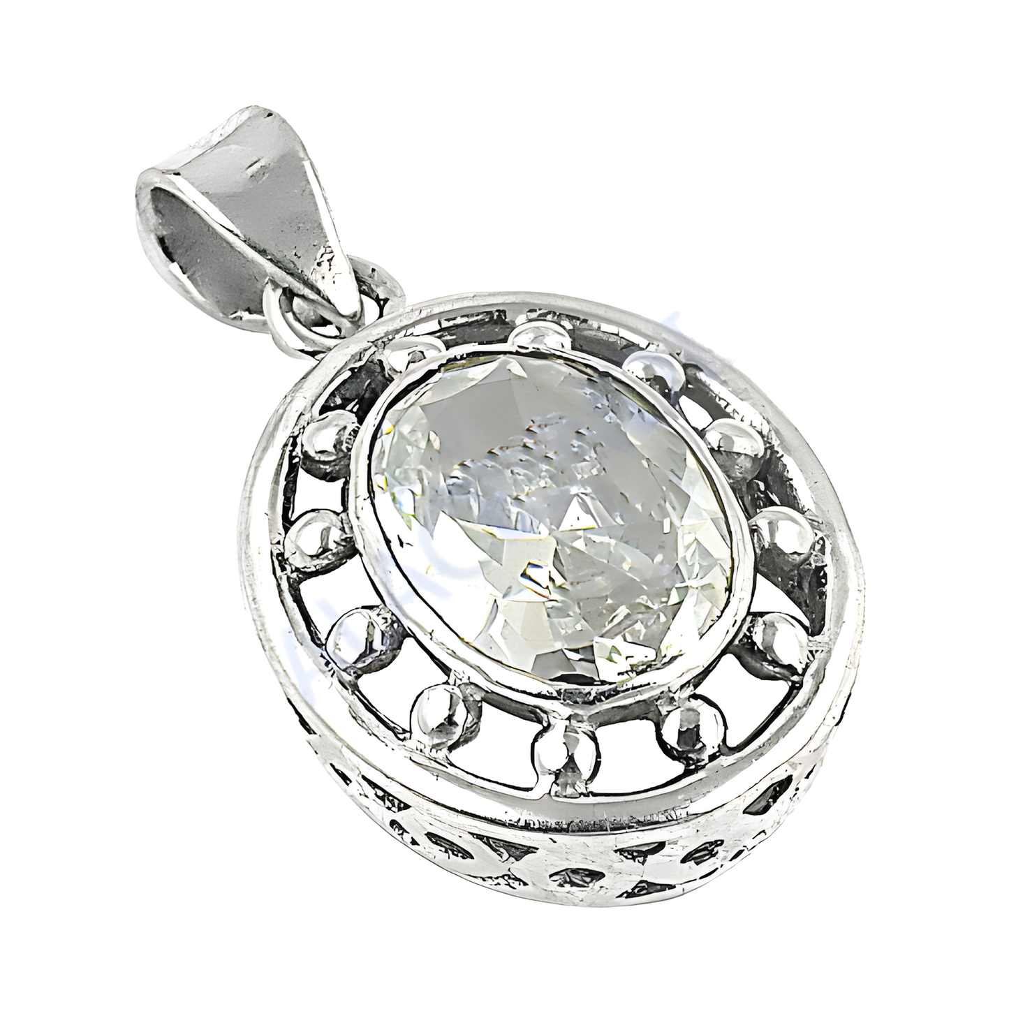 Charm Design Cubic Zirconia Gemstone Silver Pendant