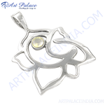 Load image into Gallery viewer, 925 sterling silver pendant with a yellow citrine gemstone in a unique openwork design.
