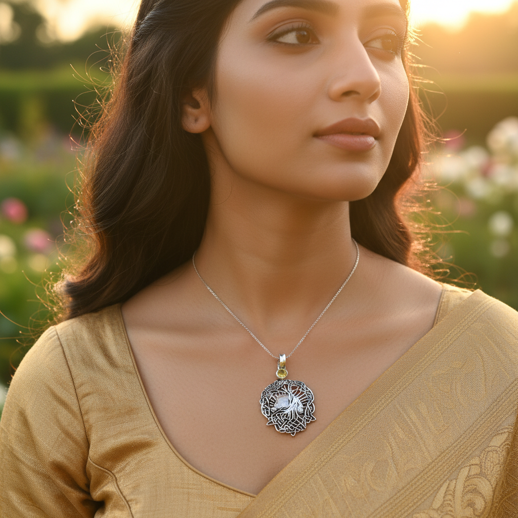 925 Silver Tree of Life Pendant with Gemstone | Women's Jewelry