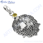 Load image into Gallery viewer, 925 sterling silver tree of life pendant with yellow gemstone for women
