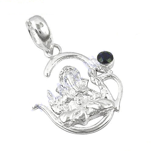 925 silver ganesha pendant with emerald for women