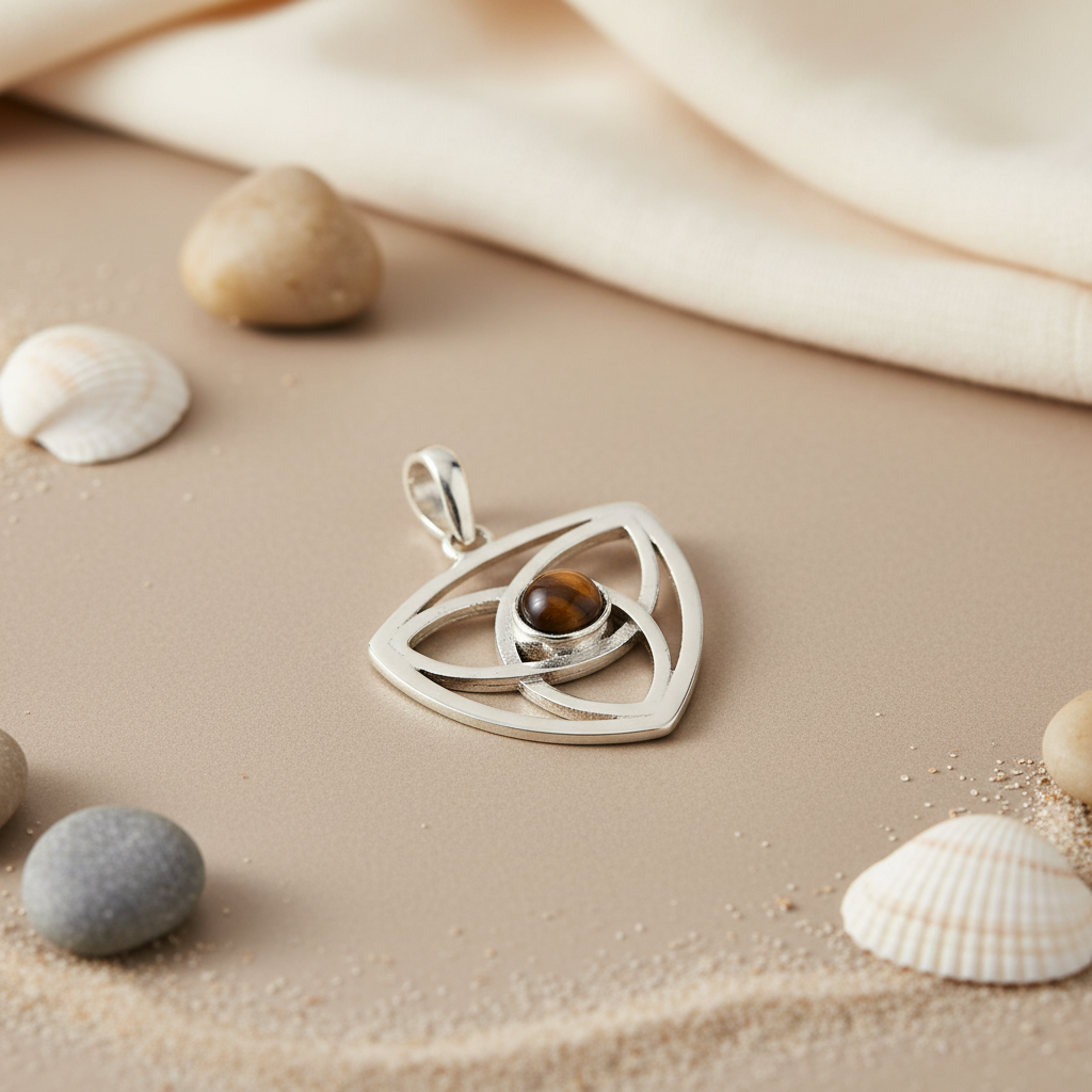 925 Silver Tiger Eye Pendant for Women | Daily Wear Gift