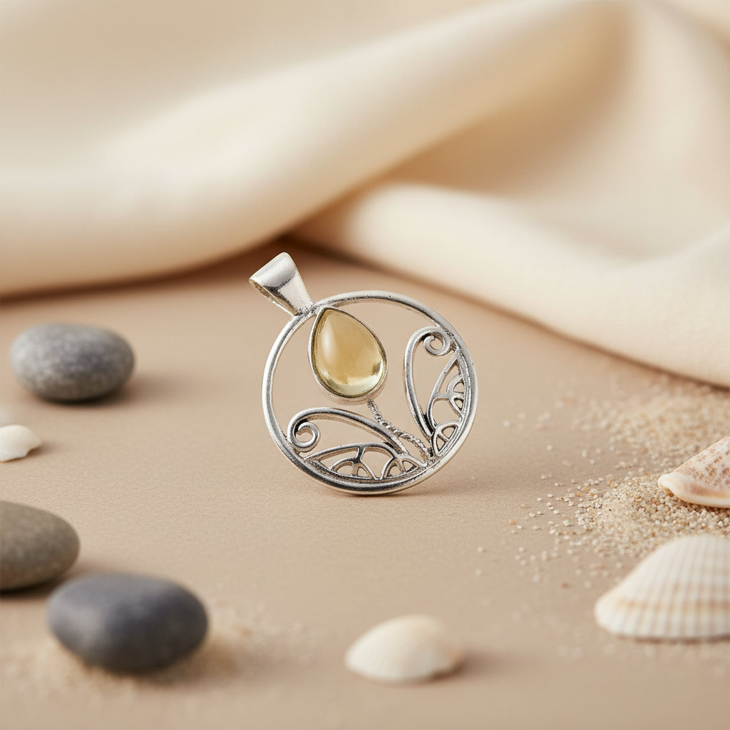 925 Silver Citrine Pendant for Women | Gemstone Jewelry