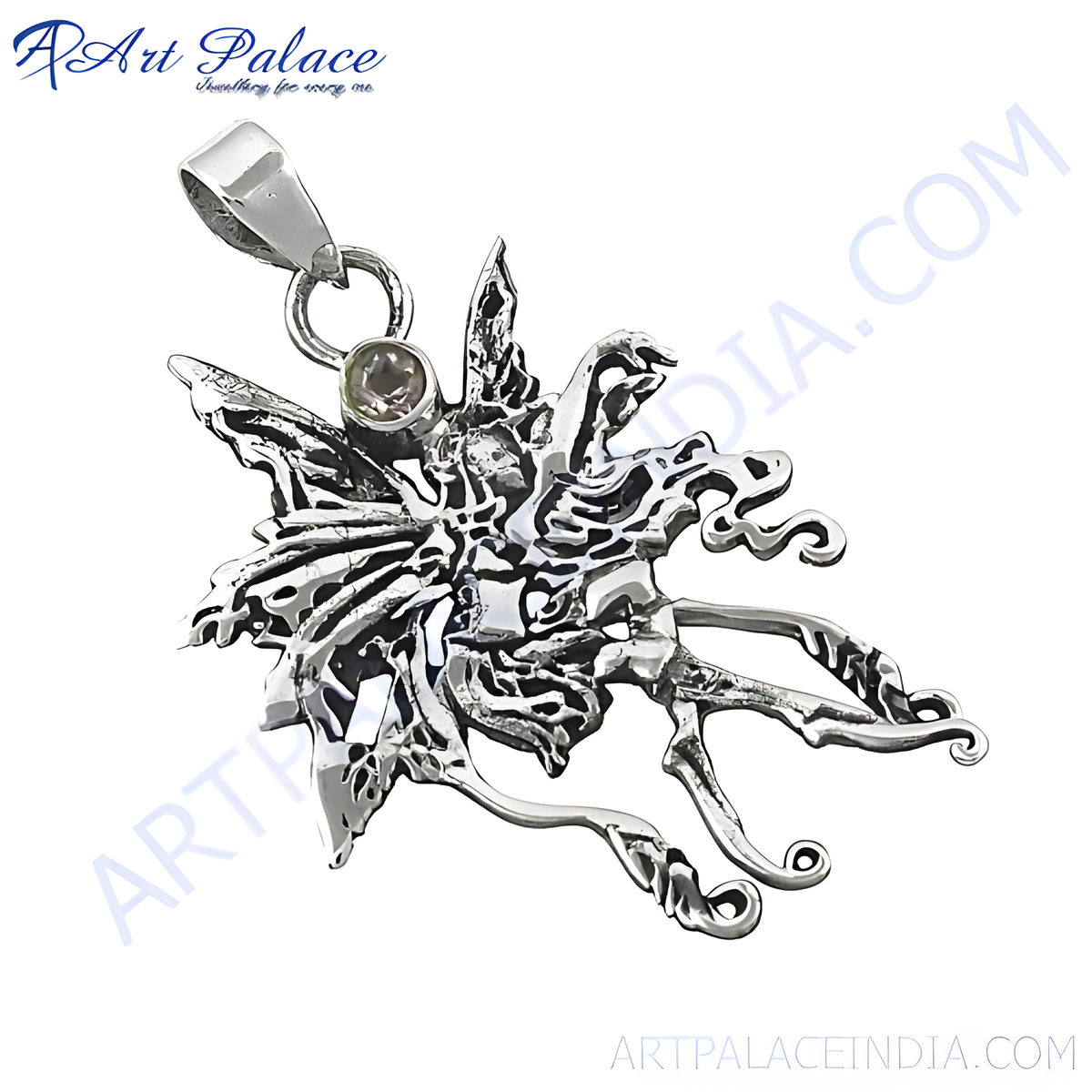 925 sterling silver abstract pendant necklace with gemstone detailing, a unique and stylish piece