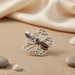 Load image into Gallery viewer, 925 Sterling Silver Floral Pendant for Women | Garnet Jewelry

