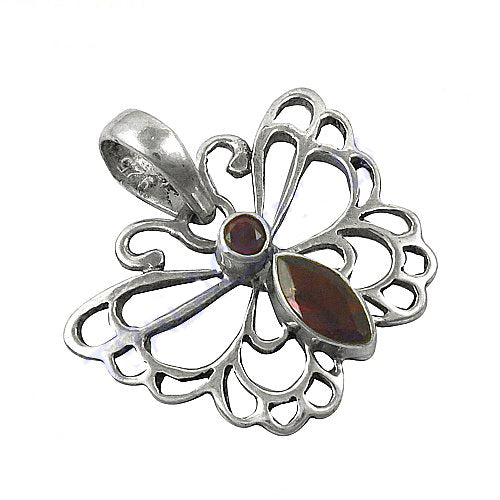 925 Sterling Silver Floral Pendant for Women | Garnet Jewelry