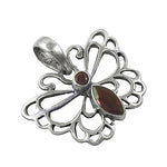 Load image into Gallery viewer, 925 Sterling Silver Floral Pendant for Women | Garnet Jewelry
