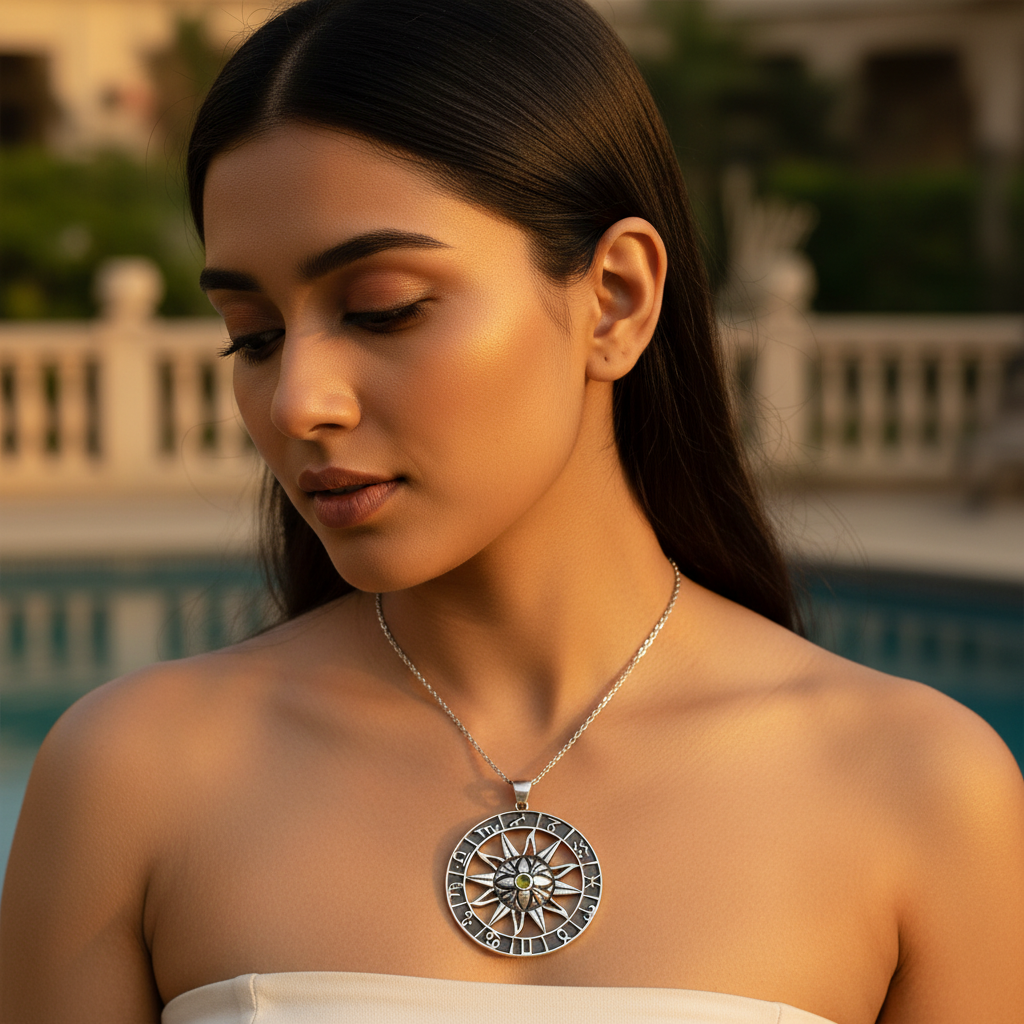 925 Silver Zodiac Pendant with Gemstone | Astrology Jewelry