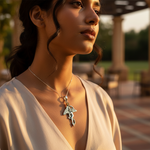 将图像加载到图库查看器中， 925 Silver Angel Wing Pendant with Green Stone | Women's Jewelry
