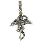 将图像加载到图库查看器中， 925 Silver Angel Wing Pendant with Green Stone | Women's Jewelry
