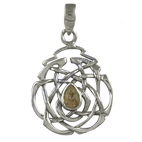 925 Silver Celtic Knot Pendant | Pear Gemstone | Women's Jewelry