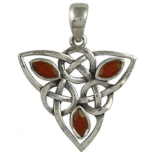 925 Sterling Silver Celtic Knot Pendant | Red Gemstone | Women's Jewelry