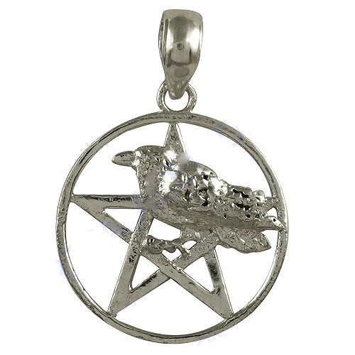 925 silver raven pentagram pendant for women | gothic jewelry