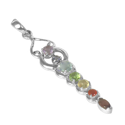 925 Silver Chakra Pendant Necklace | Gemstone Jewelry for Women