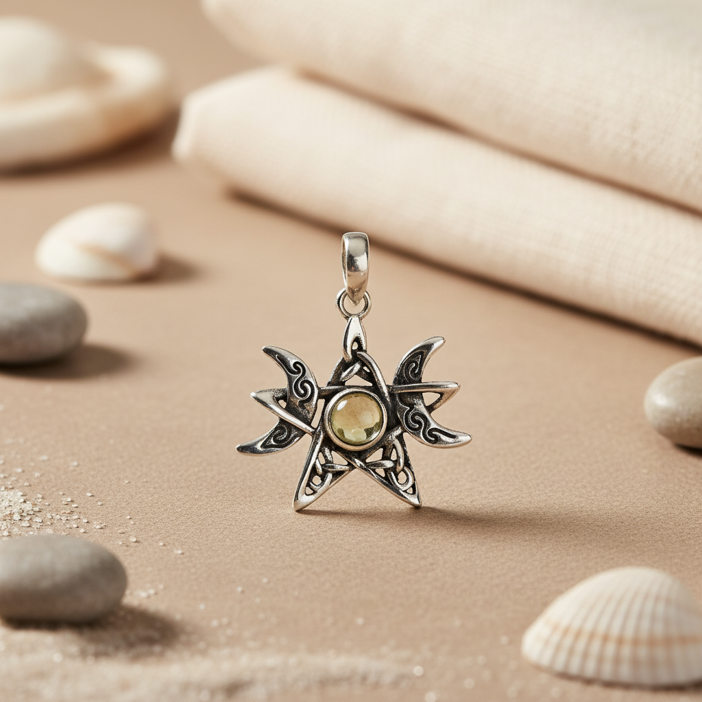 925 Silver Celtic Sun Pendant for Women | Gemstone Jewelry