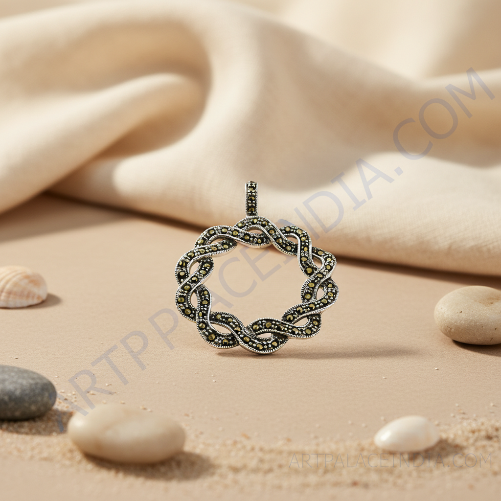925 silver marcasite wreath pendant | for women | gift