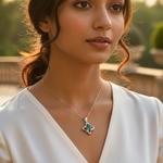 将图像加载到图库查看器中， Emerald Cross Pendant | 925 Sterling Silver Necklace | Women's Gift
