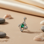 将图像加载到图库查看器中， Emerald Cross Pendant | 925 Sterling Silver Necklace | Women's Gift
