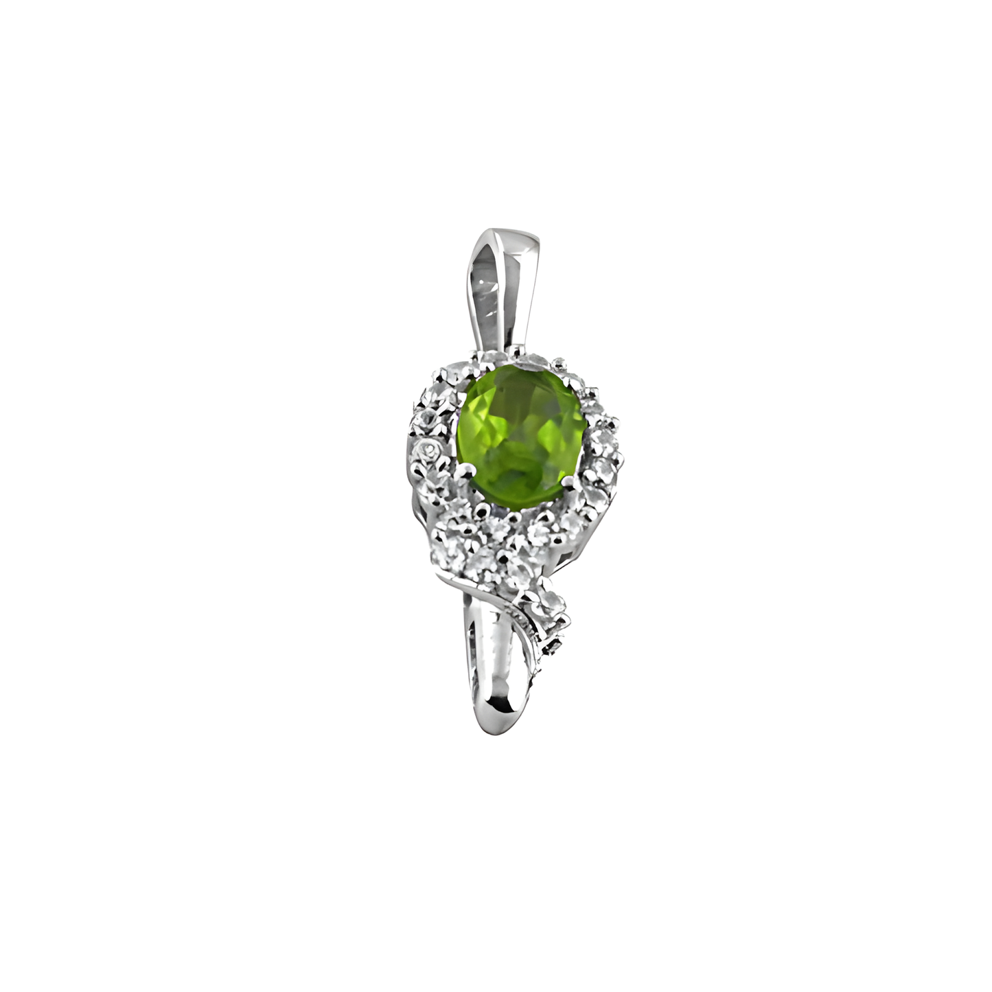 Elegant Fashion Shining Peridot & CZ Silver Pendant